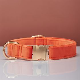 Multiple Colour Velvet Personalise Dog Collar Leash Set With Bow (Option: Orange-M)